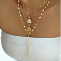 4pcs Fashionable Minimalist Bohemian Shell Flower & Faux Pearl Y-Necklace Set